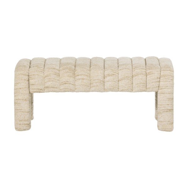 Smėlio spalvos paminkštinto audinio suolas iš boucle Frex – WOOOD