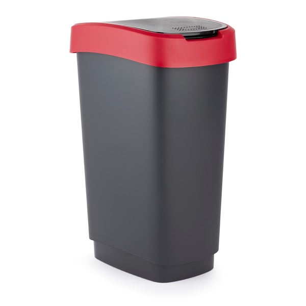 Raudonos ir juodos spalvos perdirbto plastiko šiukšliadėžė 25 L Twist - Rotho