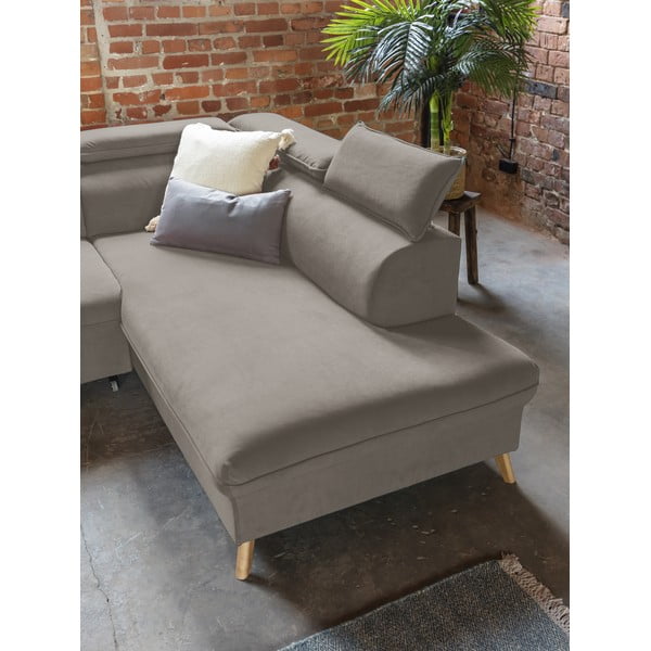 Sulankstoma kampinė sofa iš velveto šviesiai rudos spalvos (su kairiuoju kampu/„U“ formos) Sweet Harmony – Miuform-image-4