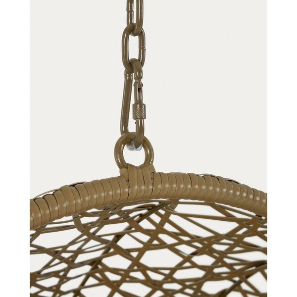 Šviesiai pilkos spalvos/smėlio spalvos sodo pakabinamas krėslas dirbtinis rotangas Florina – Kave Home-image-1