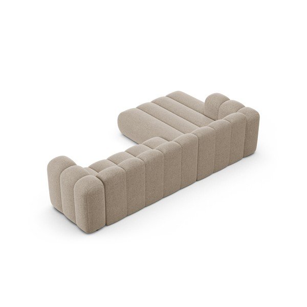 Smėlio spalvos kampinė sofa iš šenilinio audinio (su kairiuoju kampu/su gultu) Lupine – Micadoni -image-3