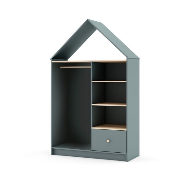 Pilkai žalios spalvos atvira vaikiška spinta 110x180x45 cm Estefania – Marckeric-image-2