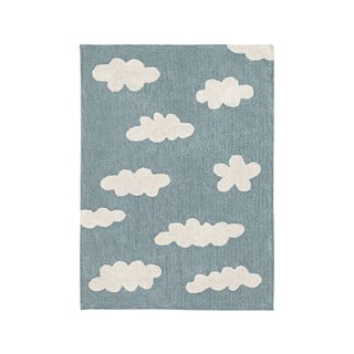Skalbiamas/rankų darbo iš medvilnės vaikiškas kilimas mėlynos spalvos 120x160 cm Clouds Vintage Blue – Lorena Canals