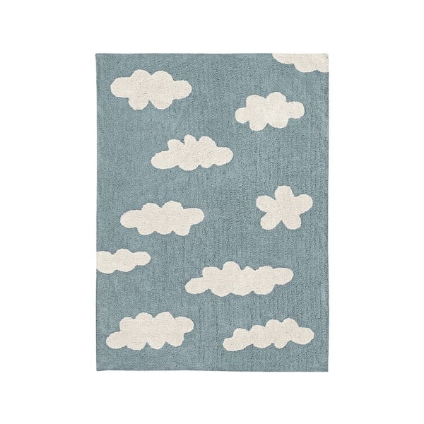 Skalbiamas/rankų darbo iš medvilnės vaikiškas kilimas mėlynos spalvos 120x160 cm Clouds Vintage Blue – Lorena Canals