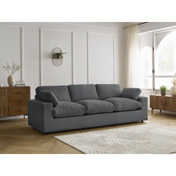 Tamsiai pilkos spalvos sofa iš kordinio velveto 250 cm Belair – Bobochic Paris-image-1