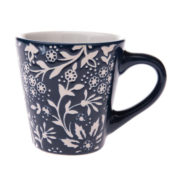 Tamsiai mėlynas keramikinis puodelis Dakls Bloom, 80 ml