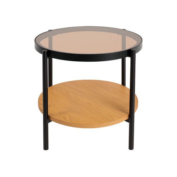 Apvalios formos šoninis stalas su stikliniu stalviršiu ø 48 cm Hassel – Unique Furniture