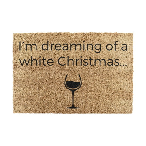 Iš kokoso pluošto grindų kilimėlis su Kalėdų motyvu 40x60 cm White Wine Christmas – Artsy Doormats