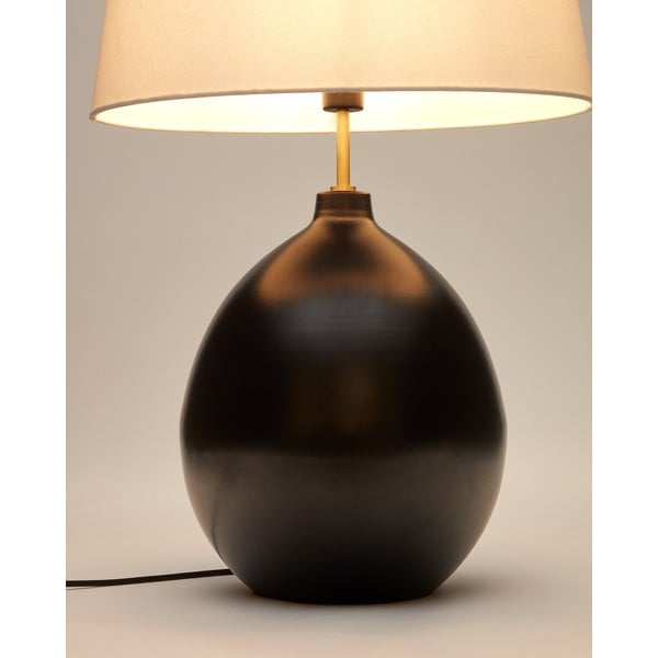 Juodos ir baltos spalvos stalinis šviestuvas (aukštis 72 cm) su tekstiliniu gaubtu Foixa – Kave Home-image-3