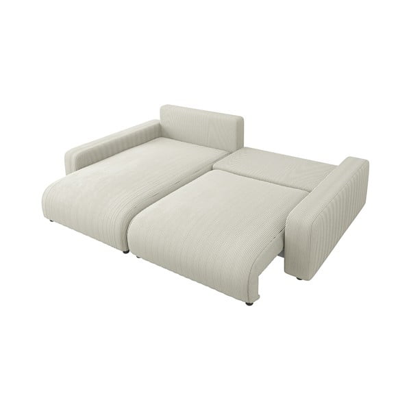 Iš kordinio velveto sulankstoma kampinė sofa kreminės spalvos (kintama) Sara – Ropez-image-4