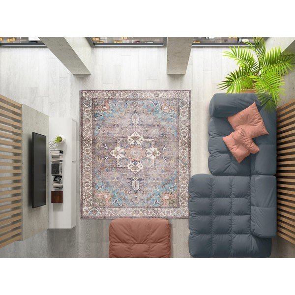 Mėlynai rudas medvilninis kilimas Universal Haria, 200 x 290 cm-image-1