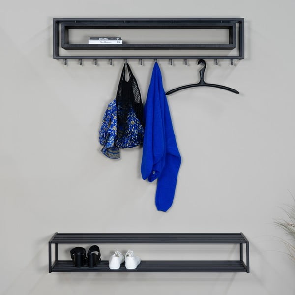 Juodos spalvos iš metalo pakabinama spintelė batams 118x20,5x30,5 cm School – Spinder Design-image-3