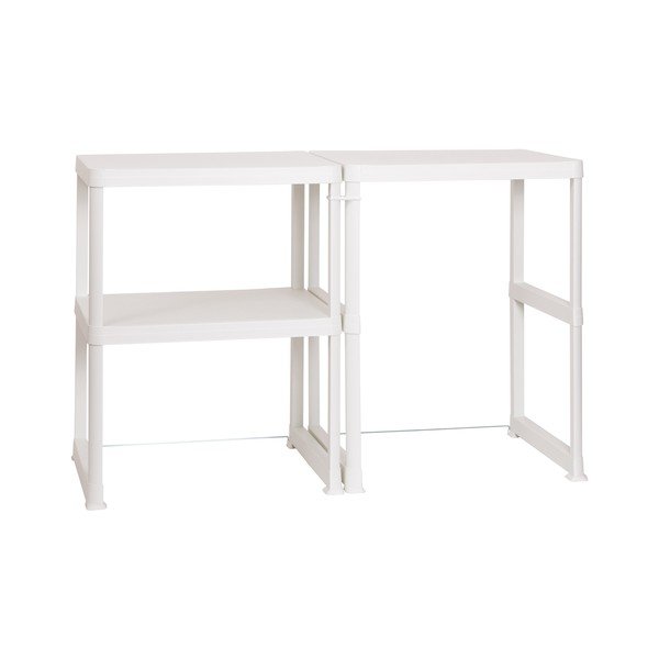 Baltos spalvos iš plastiko vonios lentyna 148x93 cm Wash & Store – DEA HOME