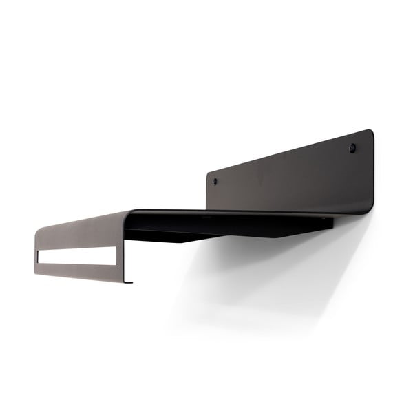 Juodos spalvos iš metalo sieninė lentyna su lentyna 78 cm Sway – Spinder Design-image-2