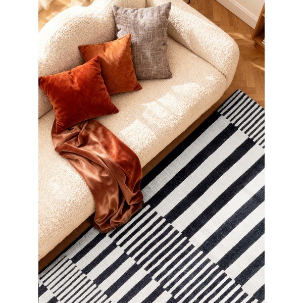 Rankų darbo juodos ir baltos spalvos iš vilnos kilimas 120x180 cm Stryve Pulse – Elle Decoration-image-2