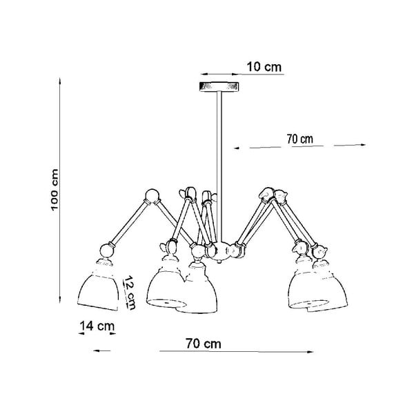Juodas pakabinamas šviestuvas su metaliniu gaubtu 70x70 cm Matilda Shade - Sollux-image-3