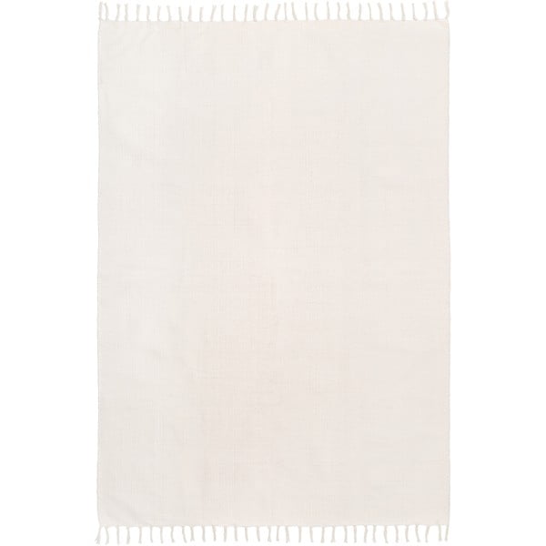 Baltas rankomis austas medvilninis kilimėlis Westwing Collection Agneta, 160 x 230 cm