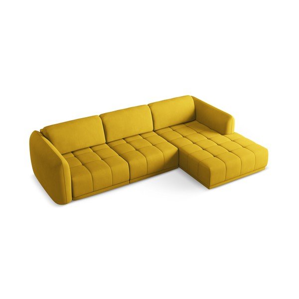 Geltonos spalvos kampinė sofa (su dešiniuoju kampu) Hoku – Makamii-image-4