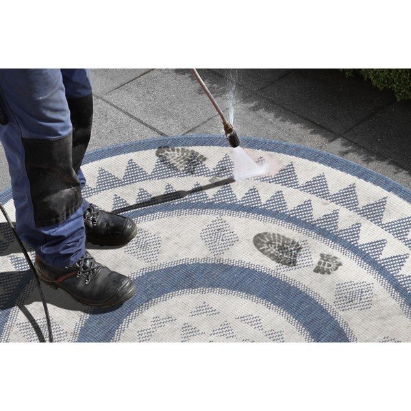 Mėlynos ir kreminės spalvos lauko kilimas NORTHRUGS Jamaika, ⌀ 200 cm-image-1