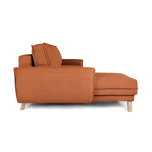 Sulankstoma (kintama) kampinė sofa oranžinės spalvos iš kordinio velveto Tori – Bonami Selection-image-2
