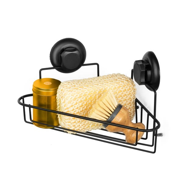Juoda sieninė kampinė vonios kambario lentyna Compactor Bestlock-image-1