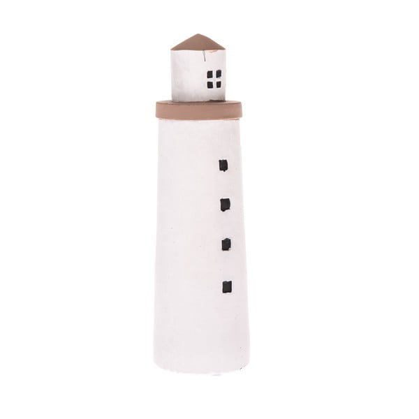Baltos spalvos betoninė dekoracija Dakls Lighthouse, aukštis 22,5 cm