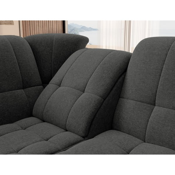 Tamsiai pilkos spalvos sulankstoma/su sandėliavimo vieta kampinė sofa (su kairiuoju kampu/„L“ formos) Sado – ELTAP-image-1