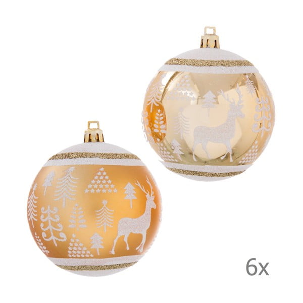 6 auksinių kalėdinių dekoracijų rinkinys Unimasa Deer