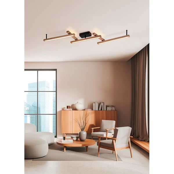 Lubinis šviestuvas juodos spalvos/natūralios spalvos LED su nuotolinio valdymo funkcija 10x180 cm Bellari – Trio-image-1