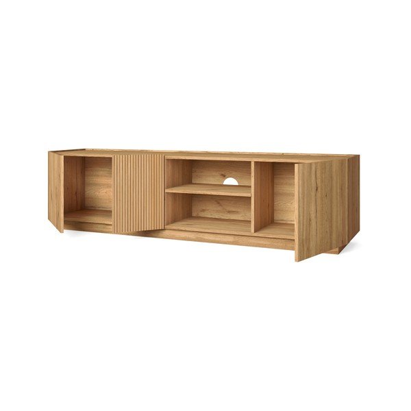 Natūralios spalvos ąžuolo dekoro TV staliukas 180x48 cm Rayana - Marckeric-image-3