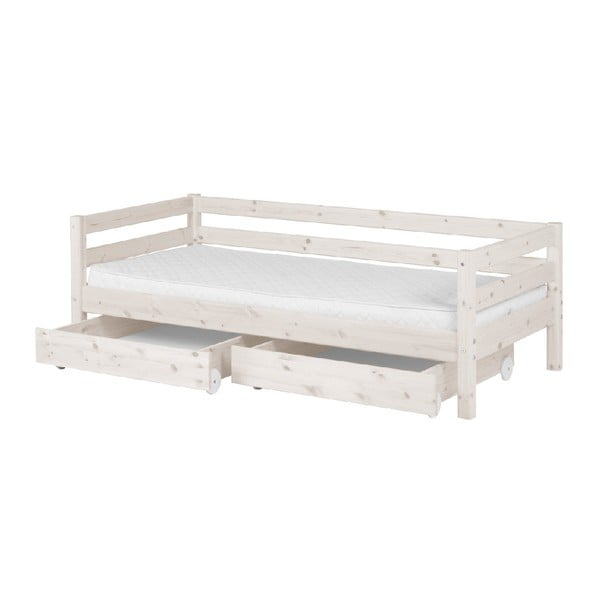 Baltos pušies lova su 2 stalčiais Flexa Classic, 90 x 200 cm