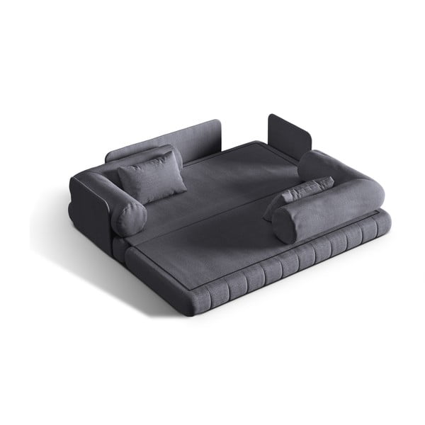 Tamsiai pilkos spalvos iš boucle sulankstoma sofa 206 cm Kemi – Cosmopolitan Design-image-1