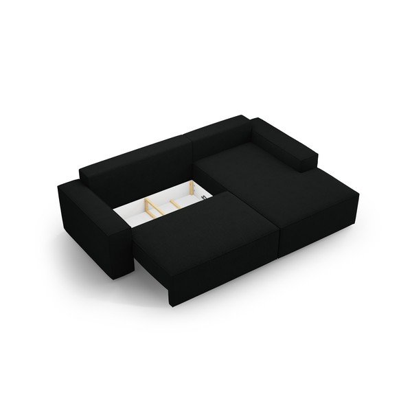Iš boucle sulankstoma kampinė sofa juodos spalvos (su dešiniuoju kampu) Jodie – Micadoni Home-image-4