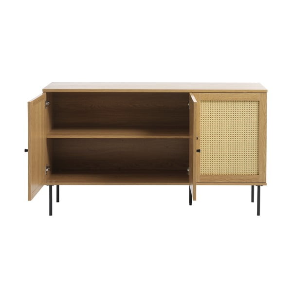 Žema šoninė spintelė natūralios spalvos iš ąžuolo 140x80 cm Pensacola – Unique Furniture-image-3