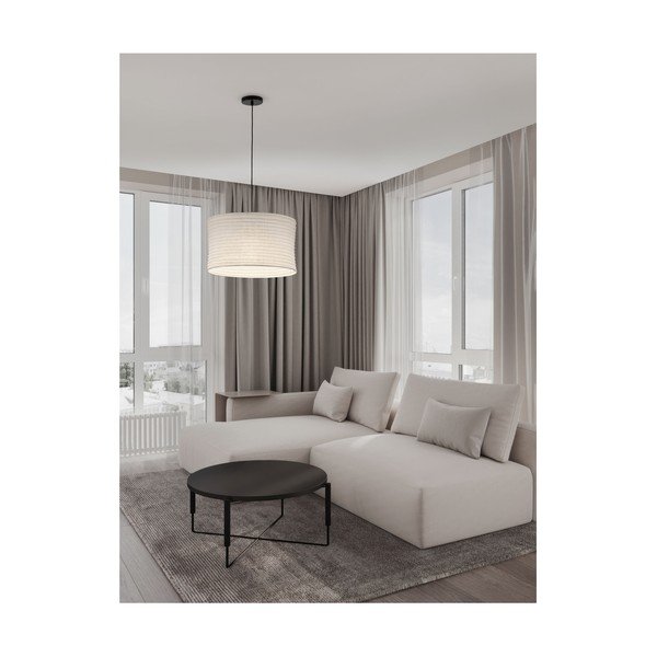 Baltos spalvos iš lino kabantis šviestuvas ø 50 cm Linnet – Nova Luce-image-1