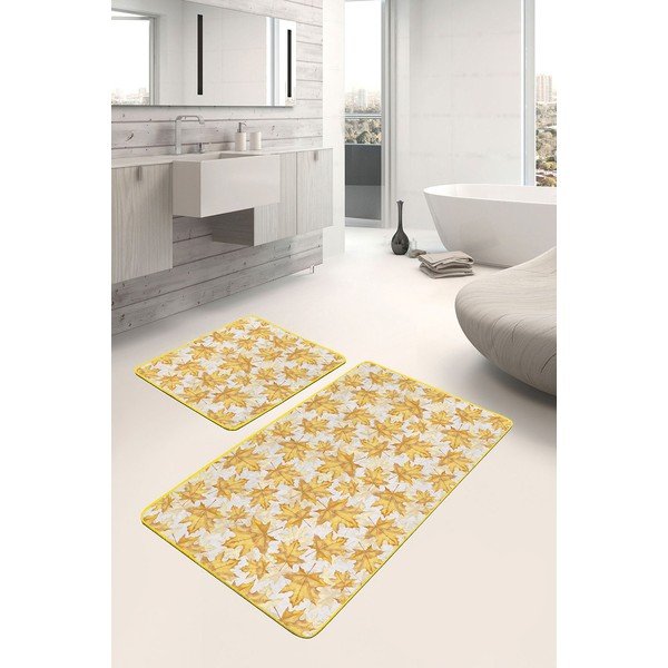 Vonios kilimėliai geltonos spalvos 2 vnt. 60x100 cm – Mila Home-image-1