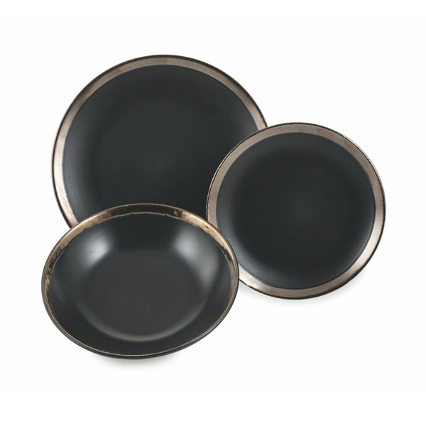 18 dalių juodos keramikos indų rinkinys Villa d'Este Naima-image-2