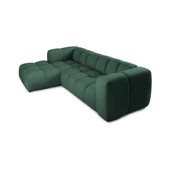 Žalios spalvos iš velveto kampinė sofa (su kairiuoju kampu/su gultu) Cube – Bonami Selection-image-3