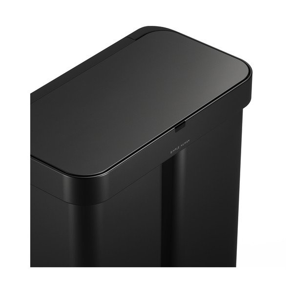 Juodos spalvos iš plieno šiukšliadėžė 34+24 l rūšiavimui/bekontaktė Dual Sensor – simplehuman-image-1