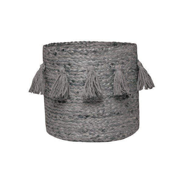 Pilka rankomis austa kanapių pluošto dėžutė Nattiot, ∅ 30 cm-image-1