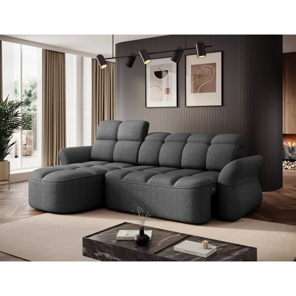 Tamsiai pilkos spalvos iš velveto sulankstoma/su sandėliavimo vieta kampinė sofa (su kairiuoju kampu/su gultu) Beneth – ELTAP-image-4