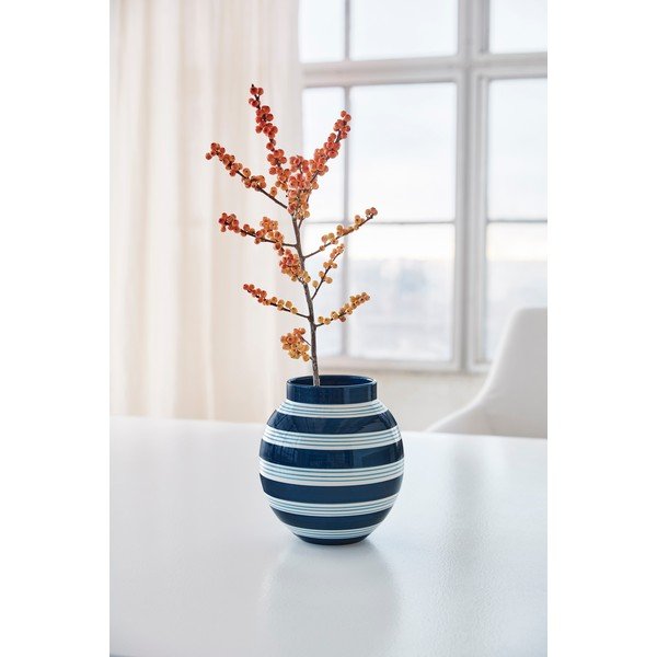 Tamsiai mėlynos ir baltos spalvos keraminė vaza Kähler Design Nuovo, aukštis 20,5 cm-image-3