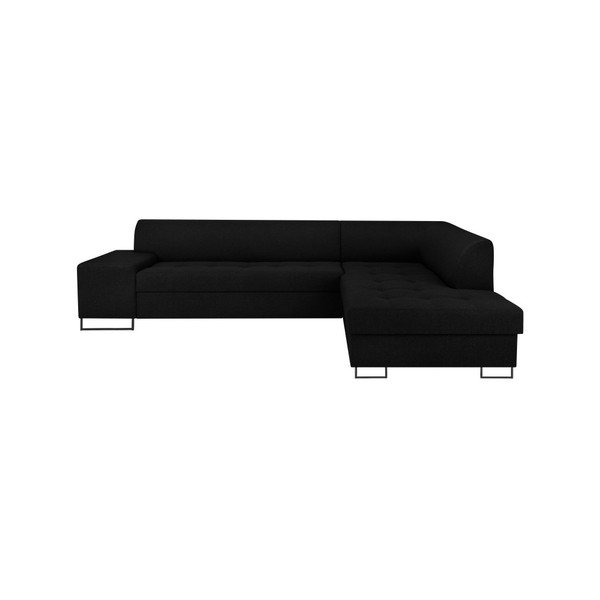 Juoda kampinė sofa-lova su kojomis "Cosmopolitan Design Orlando", dešinysis kampas-image-3