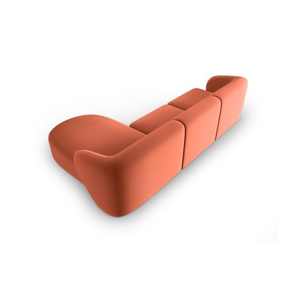Rožinės spalvos iš velveto kampinė sofa (su dešiniuoju kampu/su gultu) Paolo – Milo Casa-image-3