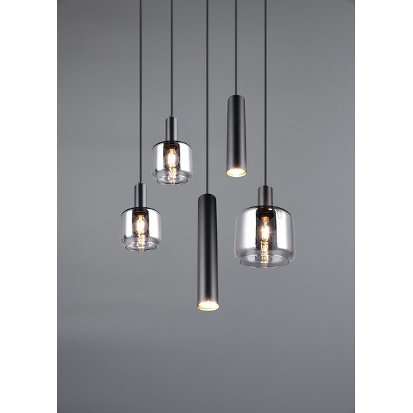 Kabantis šviestuvas juodos spalvos ø 40 cm su metaliniu gaubtu/su stiklo gaubtu Mataro – Trio-image-2