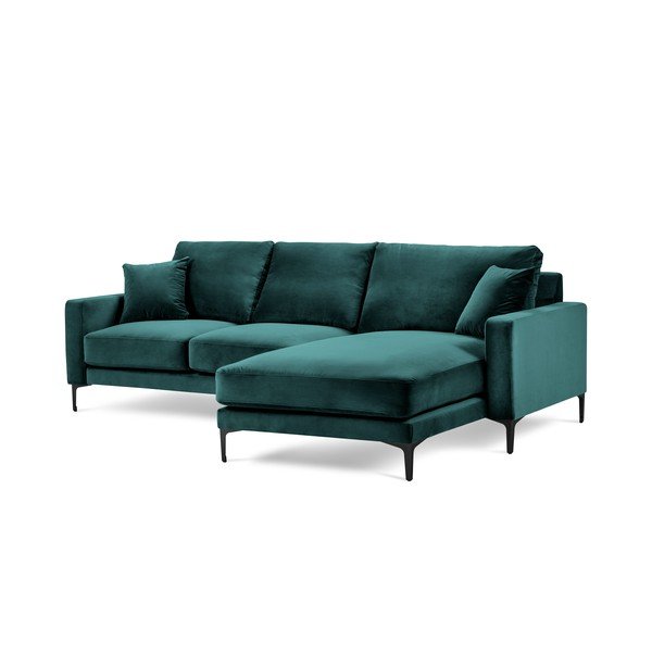 Turkio spalvos aksominė kampinė sofa Kooko Home Harmony, kampas dešinėje-image-2
