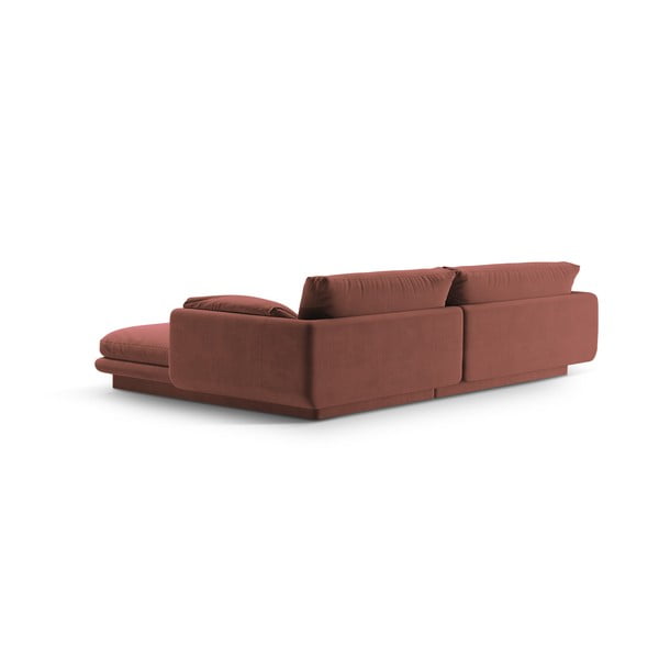 Iš velveto kampinė sofa rožinės spalvos (su kairiuoju kampu/su gultu) Torino – Micadoni -image-3