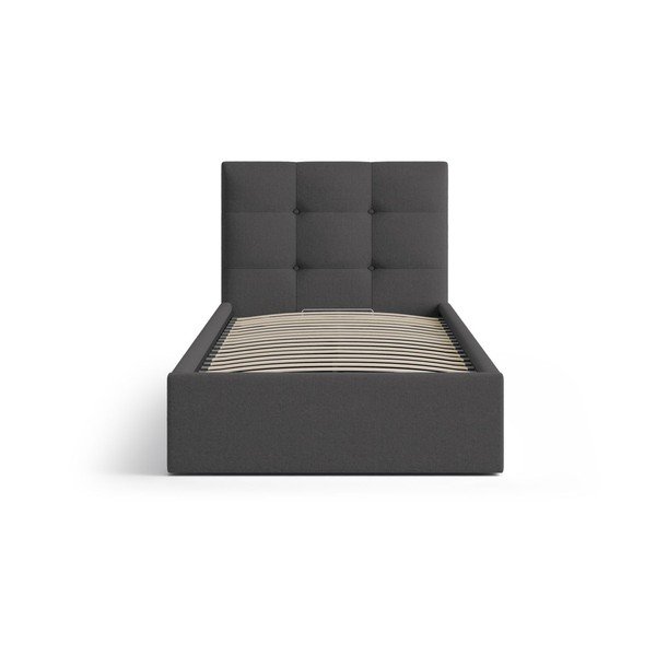 Antracito spalvos viengulė lova audiniu dengta su sandėliavimo vieta su lovos grotelėmis 90x200 cm Phaedra – Micadoni -image-3