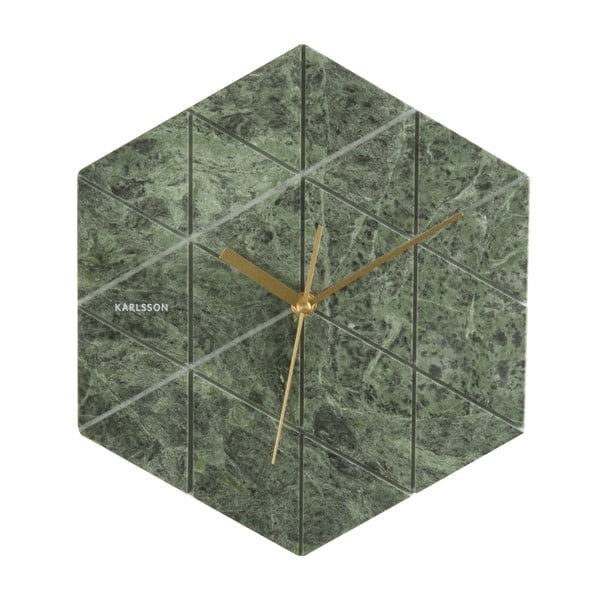 "Karlsson" šešiakampis žalias sieninis laikrodis
