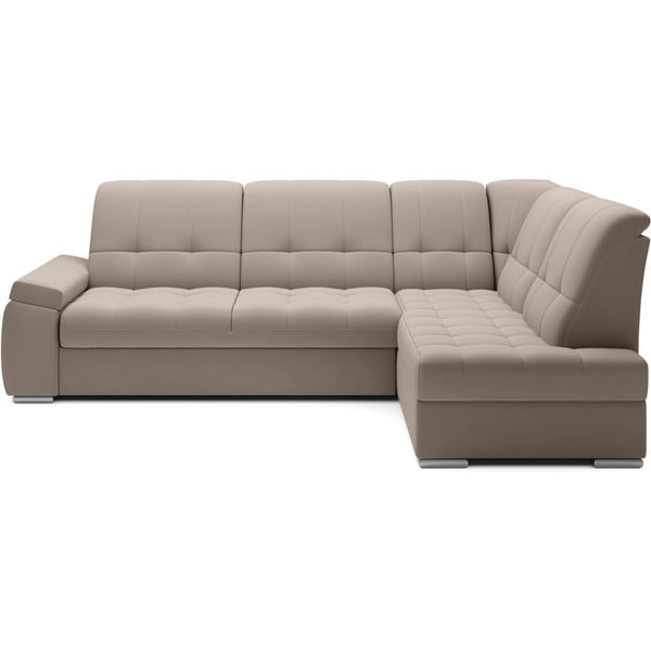 Smėlio spalvos iš velveto sulankstoma/su sandėliavimo vieta kampinė sofa (su dešiniuoju kampu/„L“ formos) Sado – ELTAP